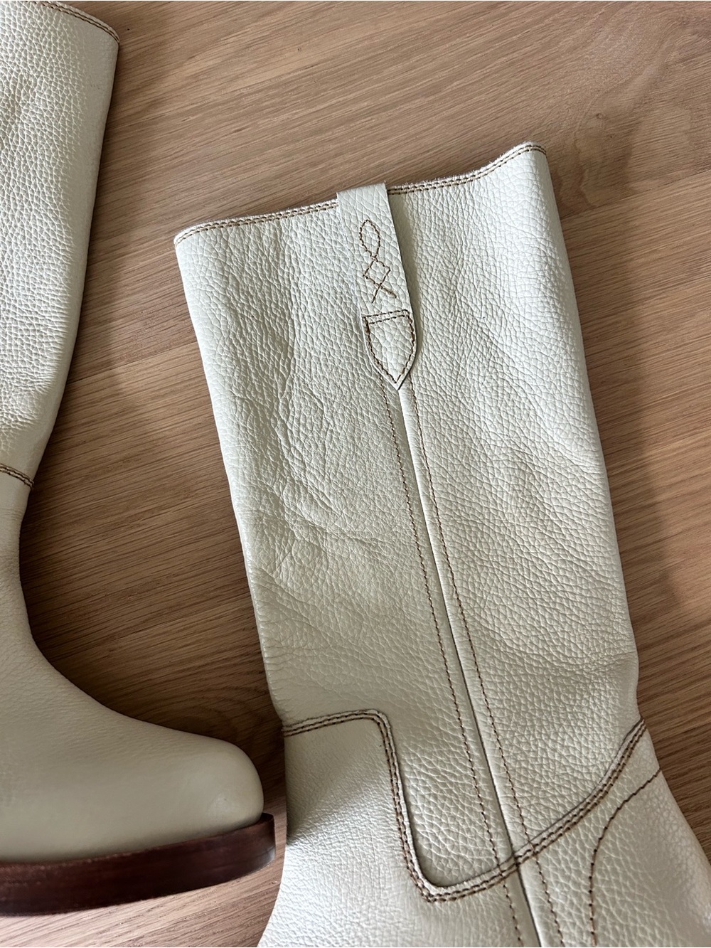 New Free People Blaze Pull On Leather Boots Parchment - Picture 7 of 10